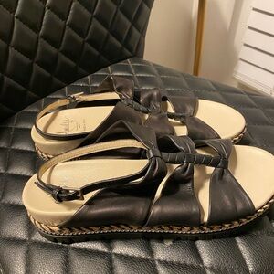Women's Black Leather Sandals